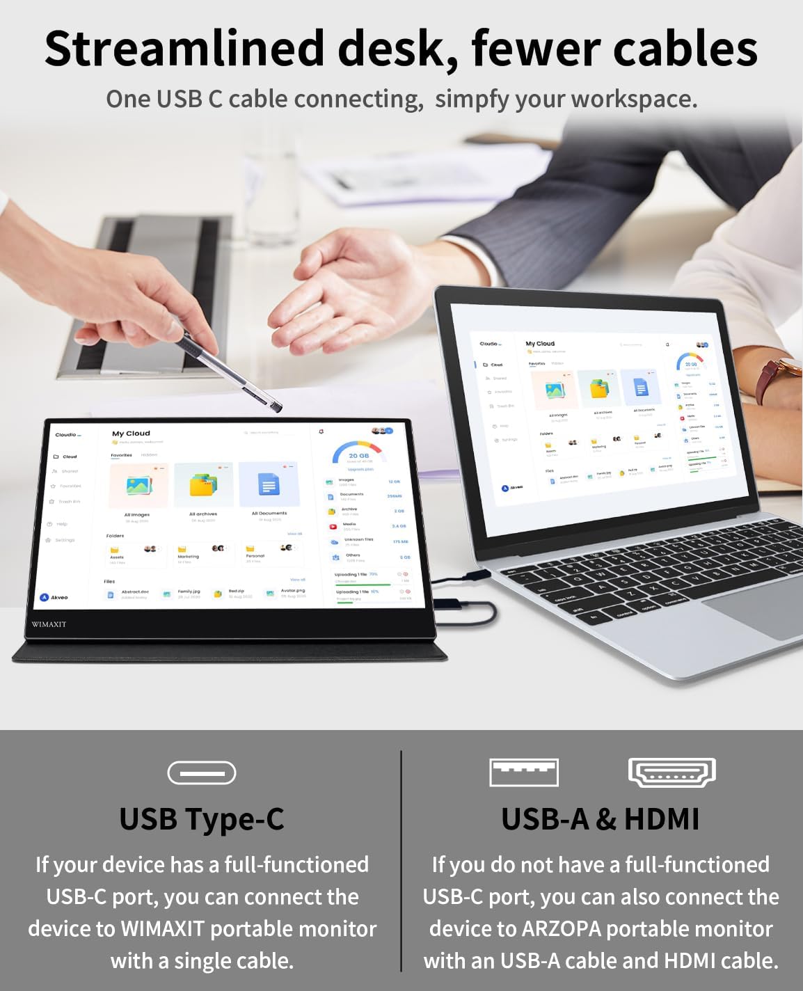 Монітор портативний сенсорний 15.6" Wimaxit M1560CT3 Full HD IPS 60 Гц, фото №4