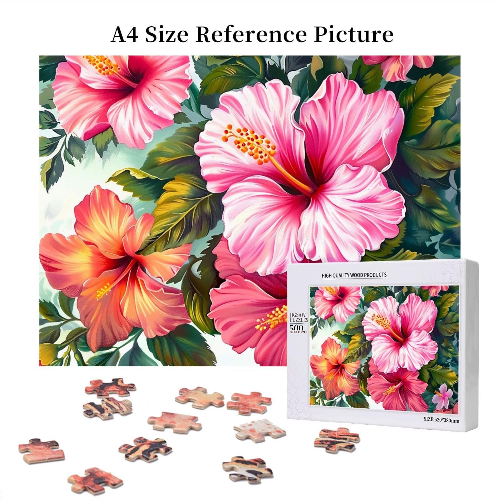 Пазл Wooden Puzzle Hibiscus Flowers Art 500 деталей 38 x 52 см с коробкой для хранения, фото №4 Пазл Wooden Puzzle Hibiscus Flowers Art 500 деталей 38 x 52 см с коробкой для хранения, фото №4