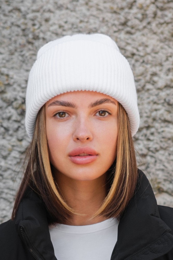 Подовжена трикотажна шапка біні докер Without dominic white, фото №6 Подовжена трикотажна шапка біні докер Without dominic white, фото №6