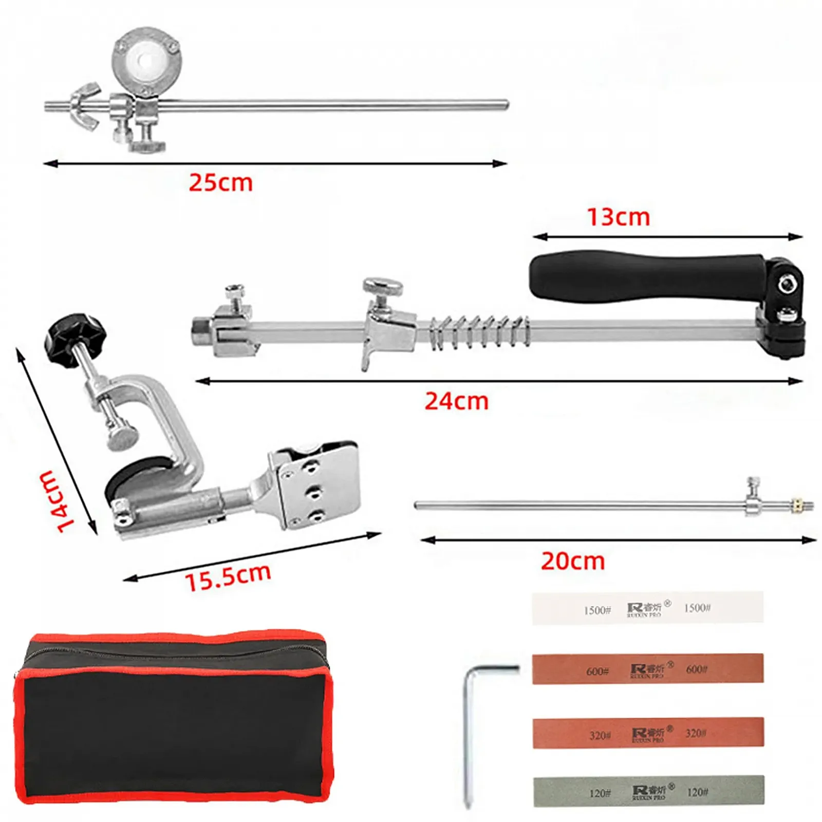 Професійна точилка для ножів Retoo поворотна 360° з набором із 4 каменів нержавіюча сталь, фото №9