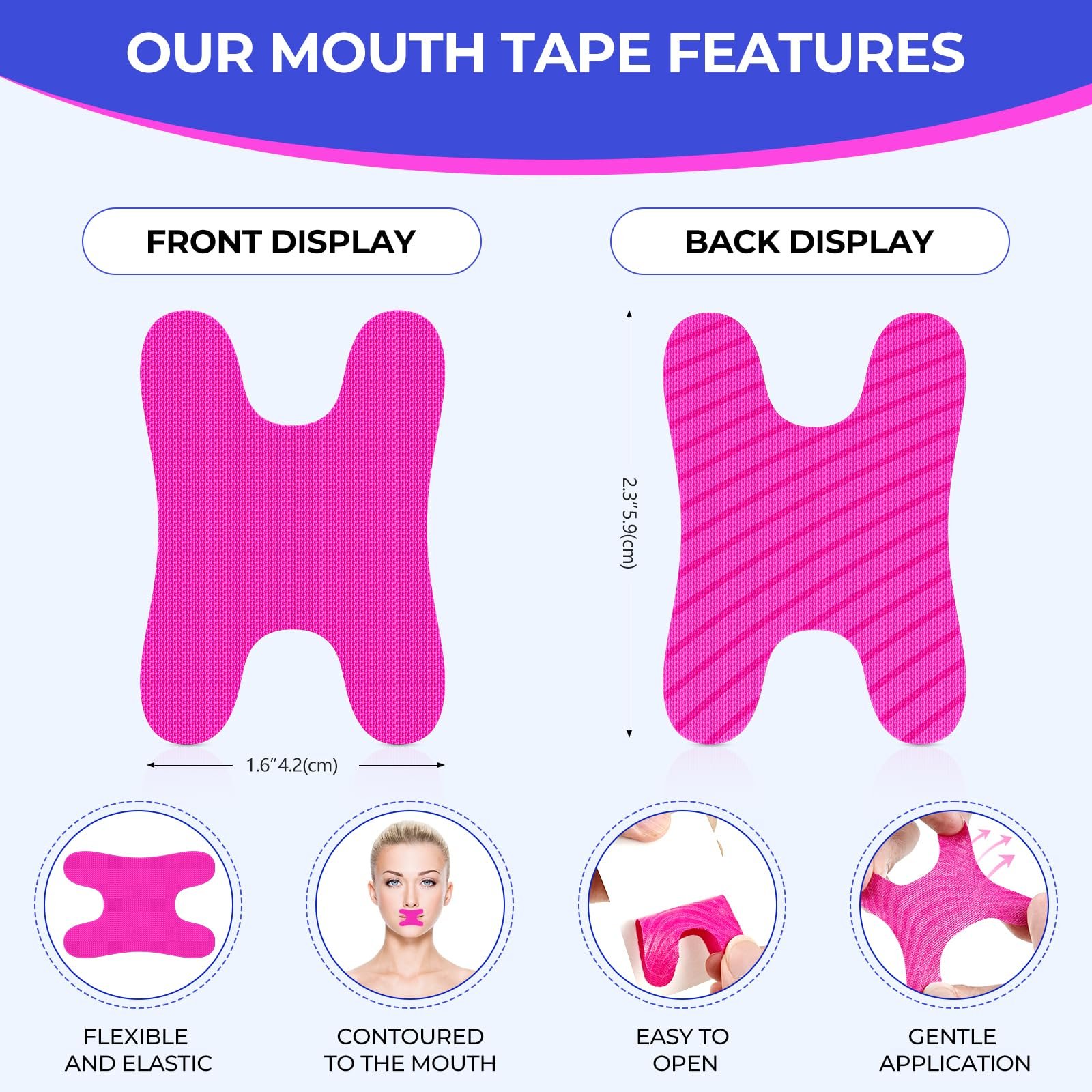 Лента для рта 50 Prozent Для сна и уменьшения храпа Эластичный дизайн, фото №5