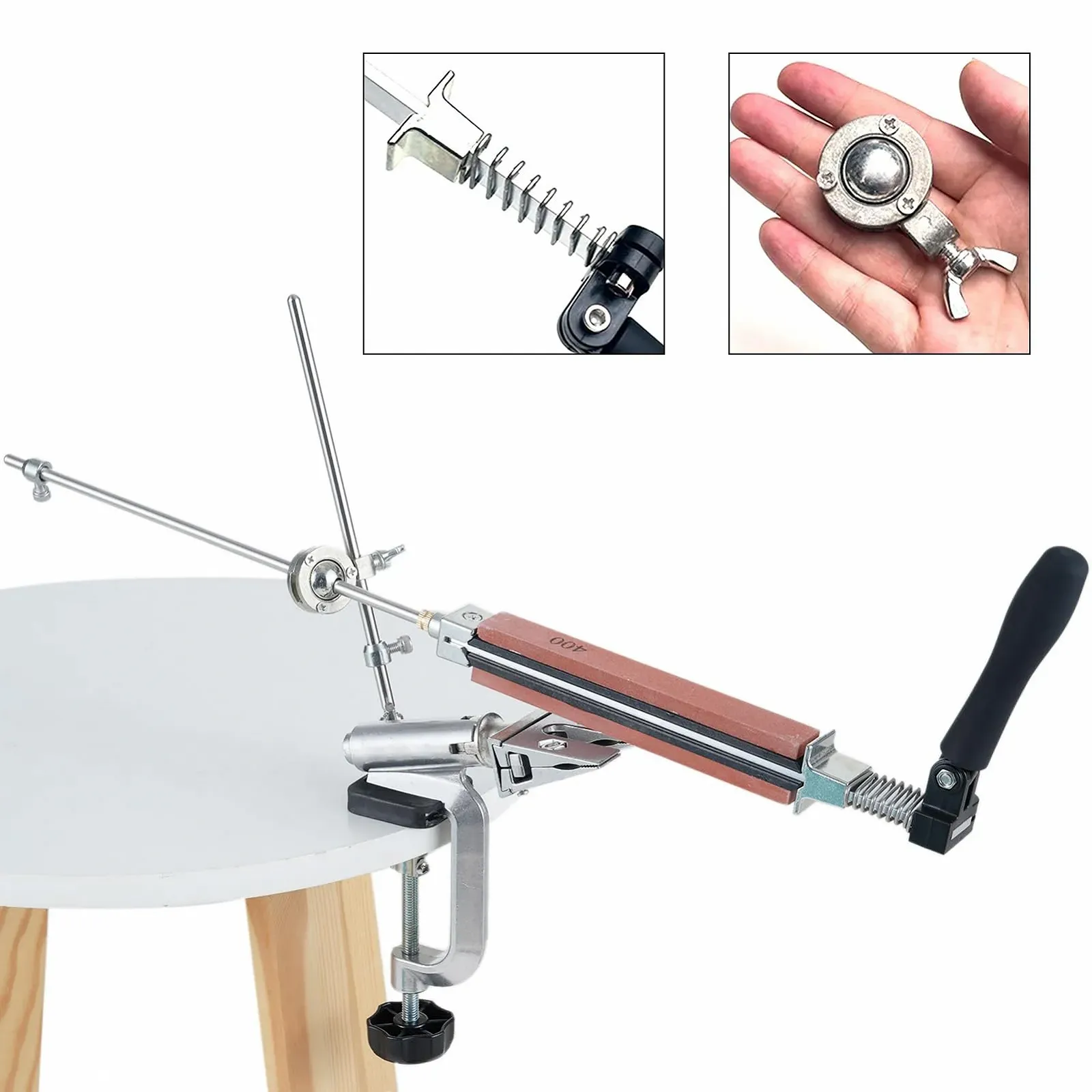 Точилка для ножей ручная система заточки с 6 камнями и зажимом фиксированного угла 360 градусов 180 градусов флип, фото №6