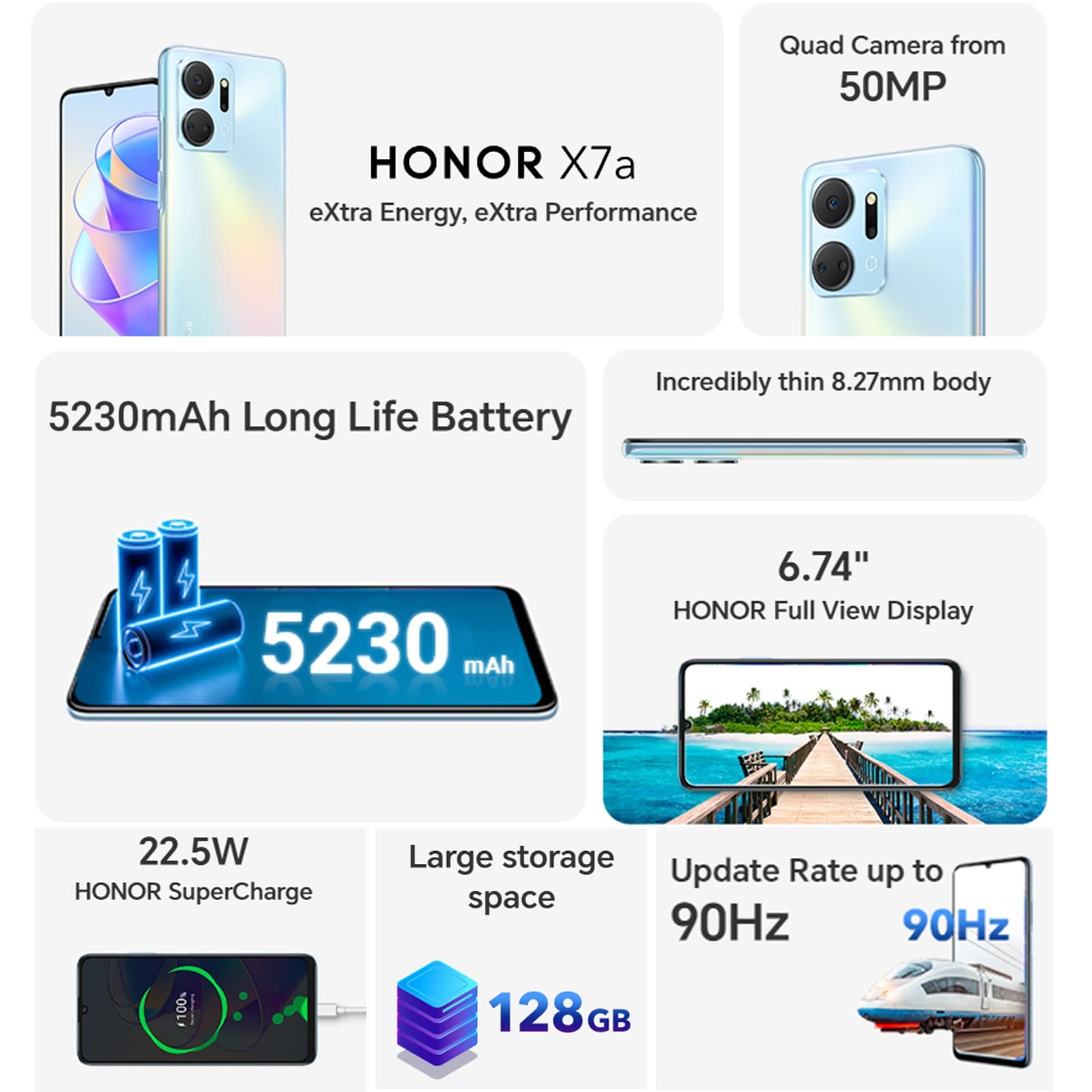 Смартфон HONOR X7a 4GB 128GB 6.74" 90Hz 50MP Android 12 5230 мАг Black, фото №6