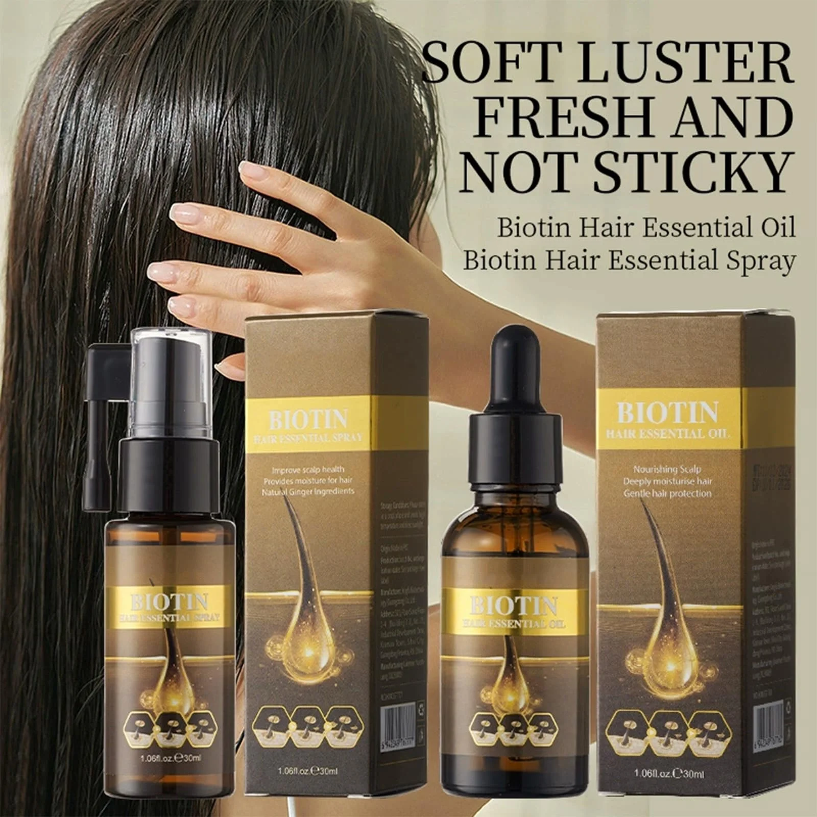 Спрей для утолщения волос с биотином и набор масел для утолщения волос, для заметно более густых и сильных волос, уменьшает ломкость волос, спрей для объема и питательное масло для здоровой кожи головы, фото №7