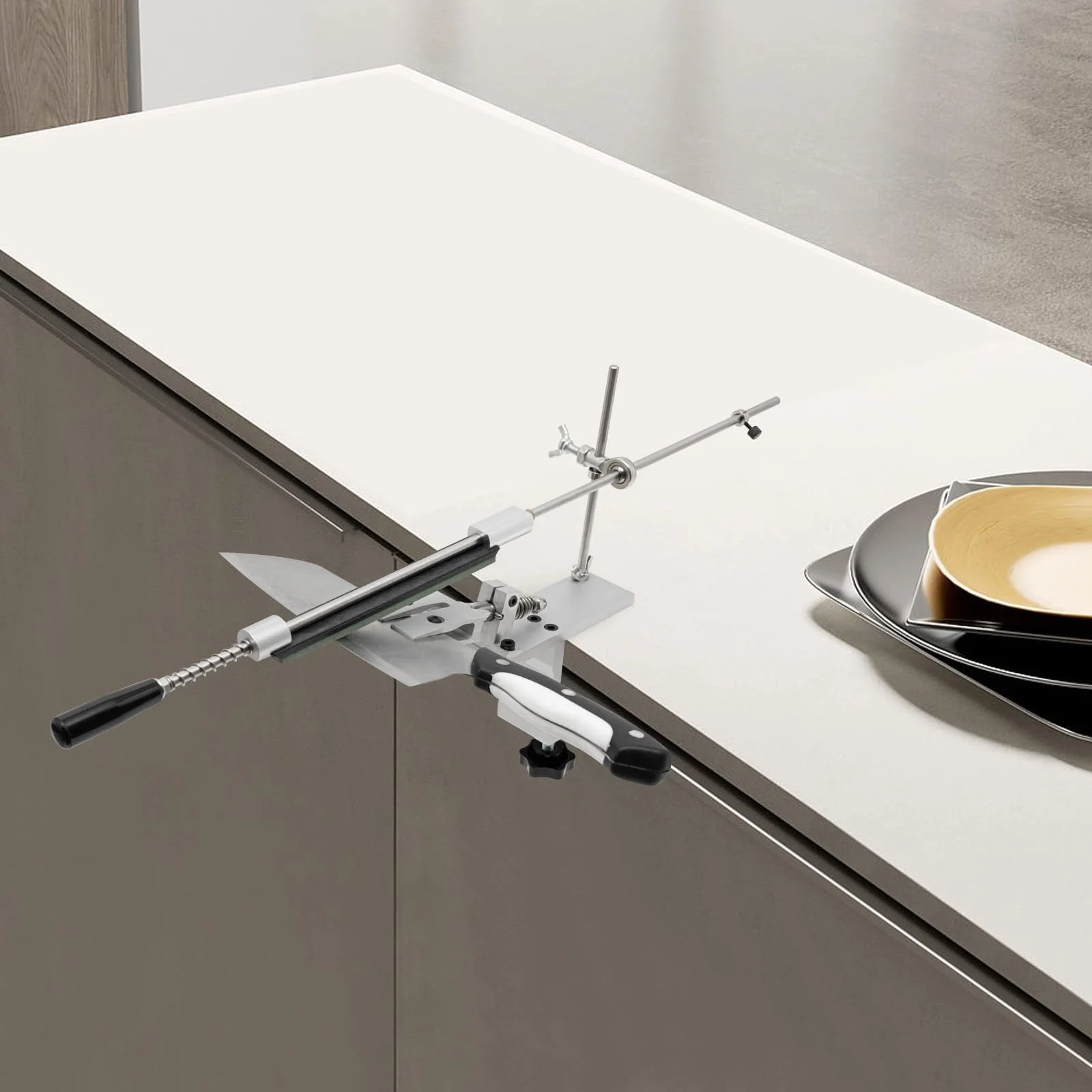 Професійна Точило для ножів із фіксованим кутом поворотом на 360 градусів та 6 каменями Quick Clamp Design, фото №5