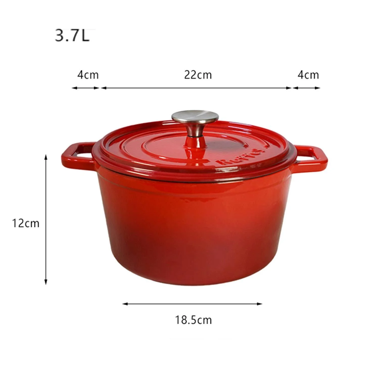 Каструля AIBAB емальована чавунна кругла для супу двовушна 22 см 3.7 л червона, фото №6 Каструля AIBAB емальована чавунна кругла для супу двовушна 22 см 3.7 л червона, фото №6