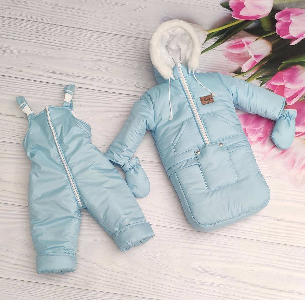 Дитячий зимовий комбінезон 3в1: конверт, куртка, штани блакитною (EL00013), фото №1 Дитячий зимовий комбінезон 3в1: конверт, куртка, штани блакитною (EL00013), фото №1