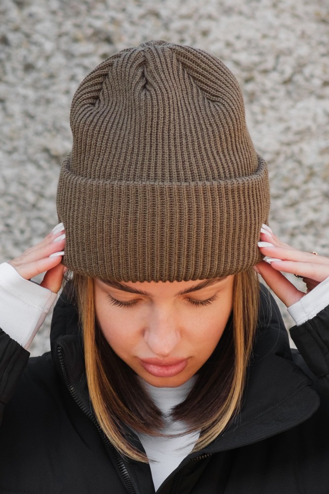 Подовжена трикотажна шапка біні докер Without dominic khaki, фото №7 Подовжена трикотажна шапка біні докер Without dominic khaki, фото №7