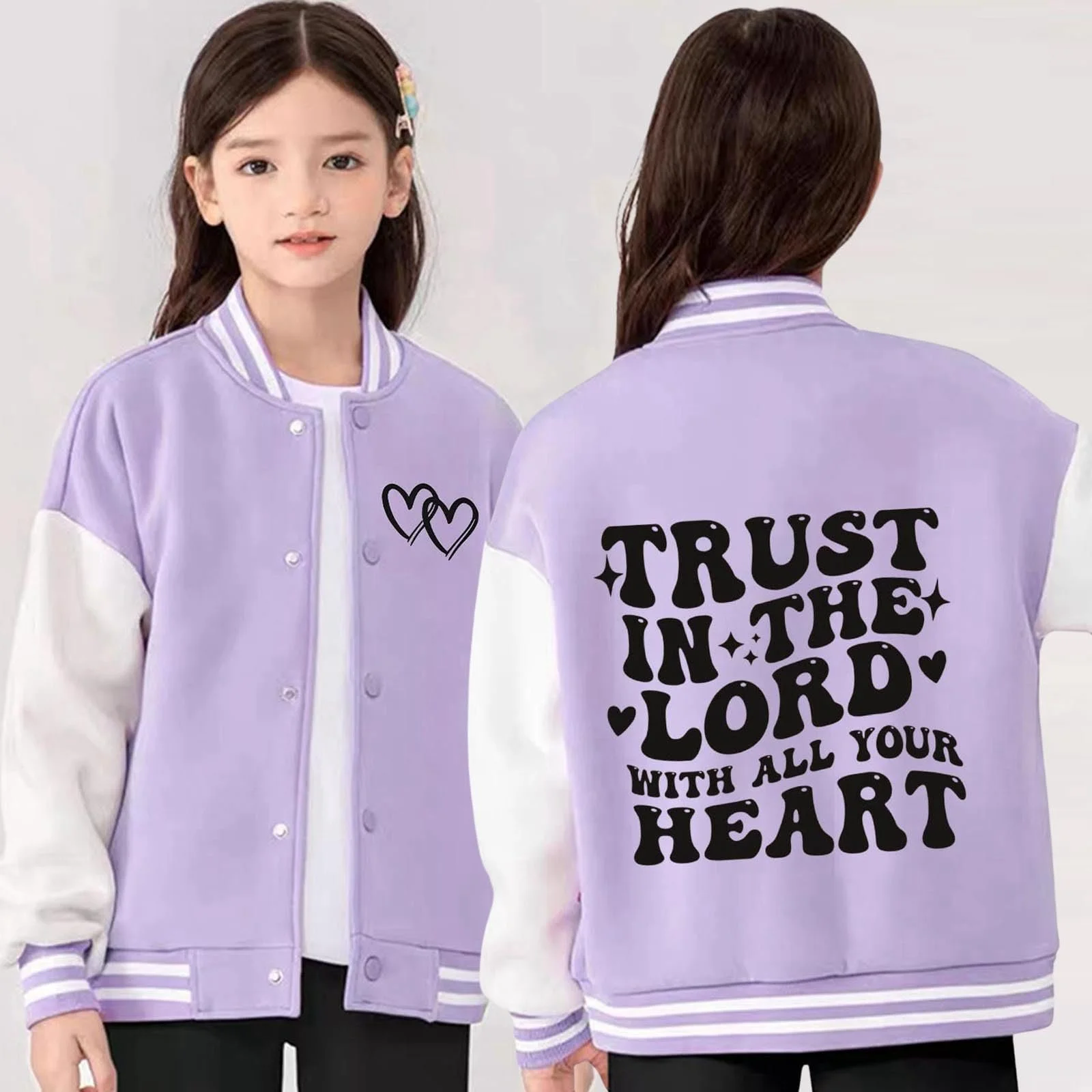 Софтшелл куртка для девочки Generisch с принтом букв на спине, переходная куртка, бомбер на пуговицах, теплые осенние топы, школьные зимние детские куртки, софтшелл куртки для активного отдыха, фото №2