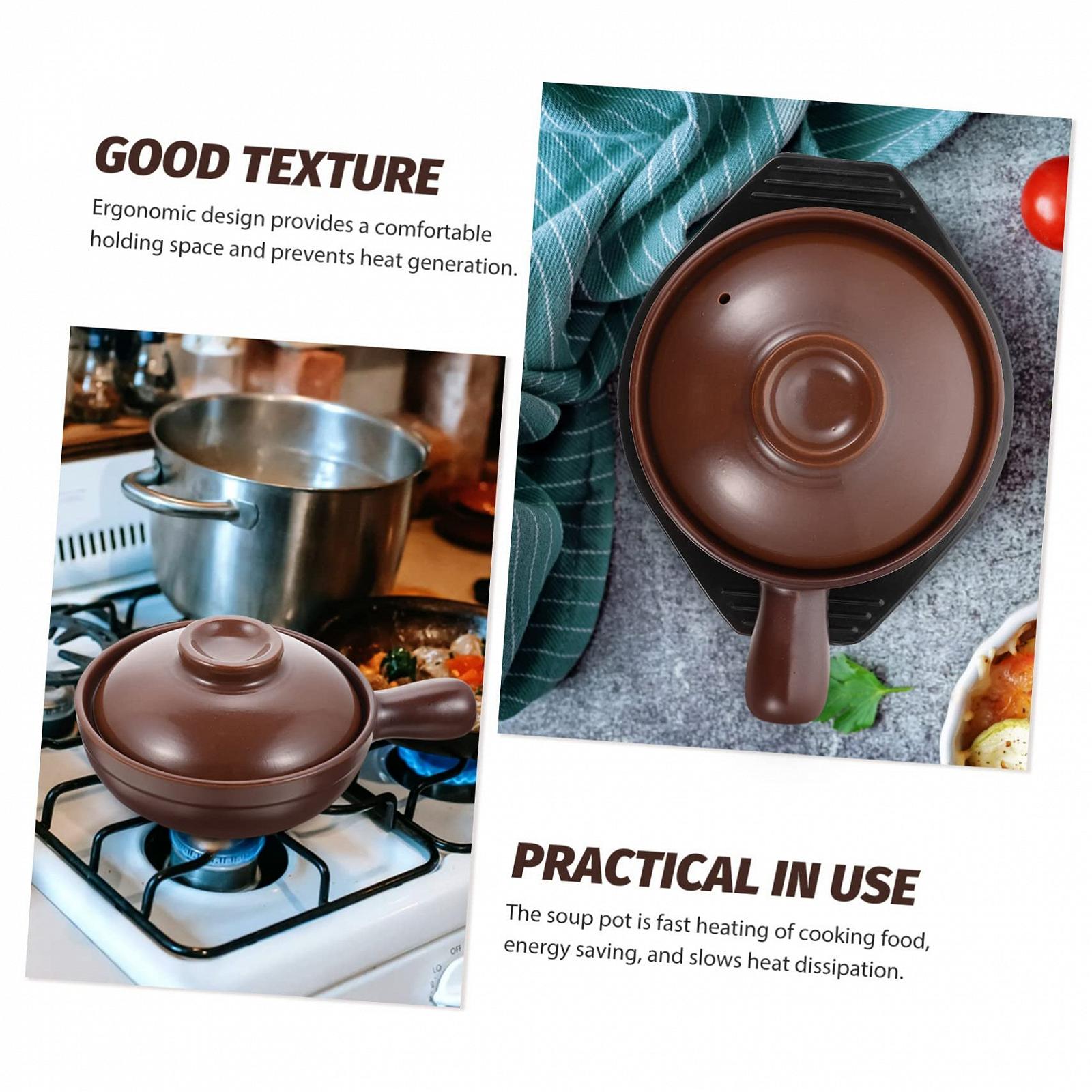 Ківш керамічний термостійкий з кришкою та ручками для супу та тушкування, фото №4