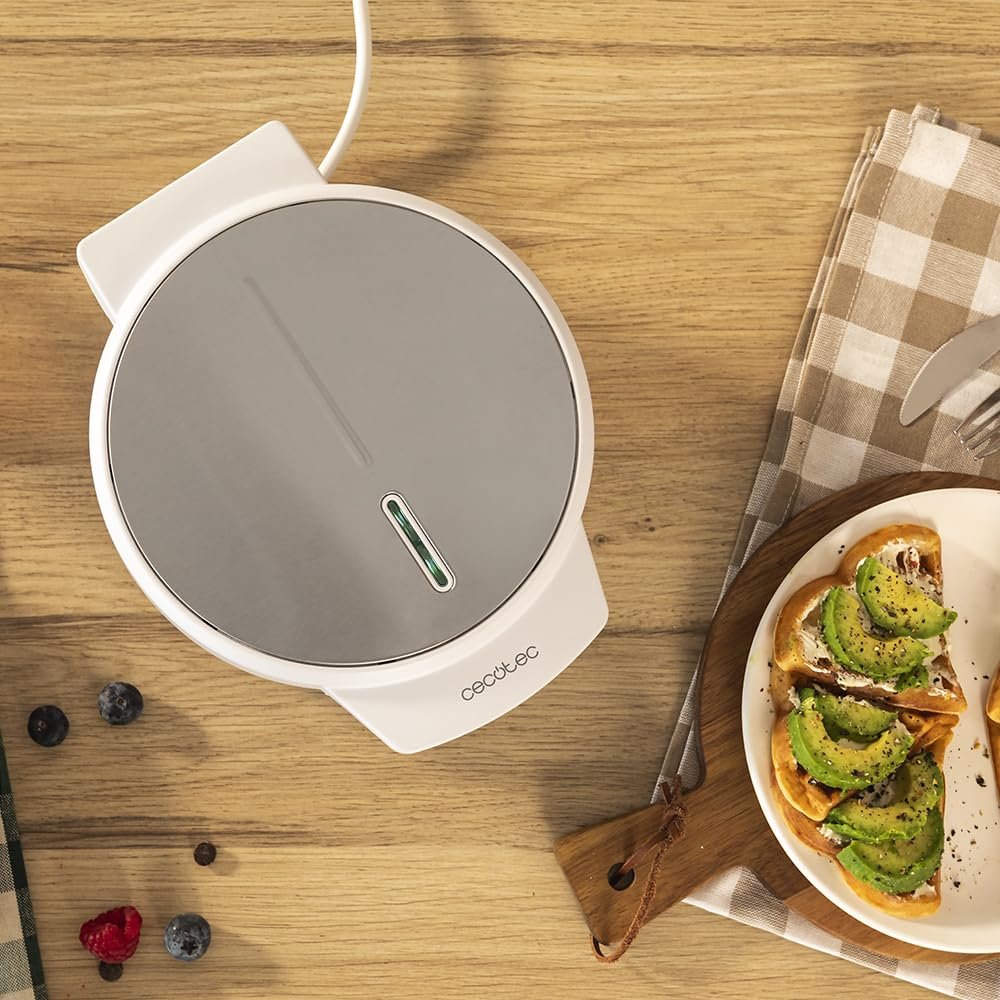 Вафельница Cecotec Fun Gofrestone Round Electric, 1000 Вт, поверхность из нержавеющей стали, 1-5 вафель, форма сердца или 1 большая вафля, антипригарное покрытие, равномерное приготовление, световой индикатор, фото №6