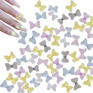 Подвески для ногтей 3D Бантики, 100 шт, украшения для маникюра, смола, для женщин и девушек, для дизайна ногтей - Фото 1