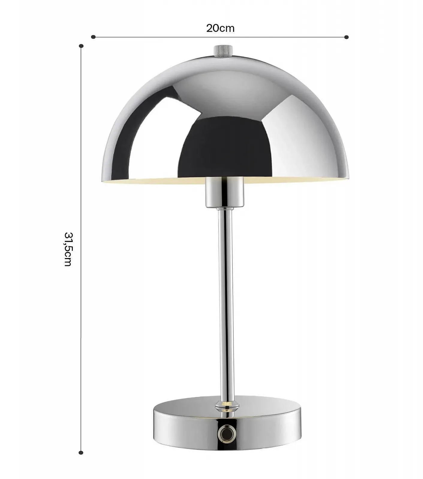 Настільна лампа mokebo The Lighthouse Mushroom Lamp LED акумуляторна USB-C Chrome, фото №7