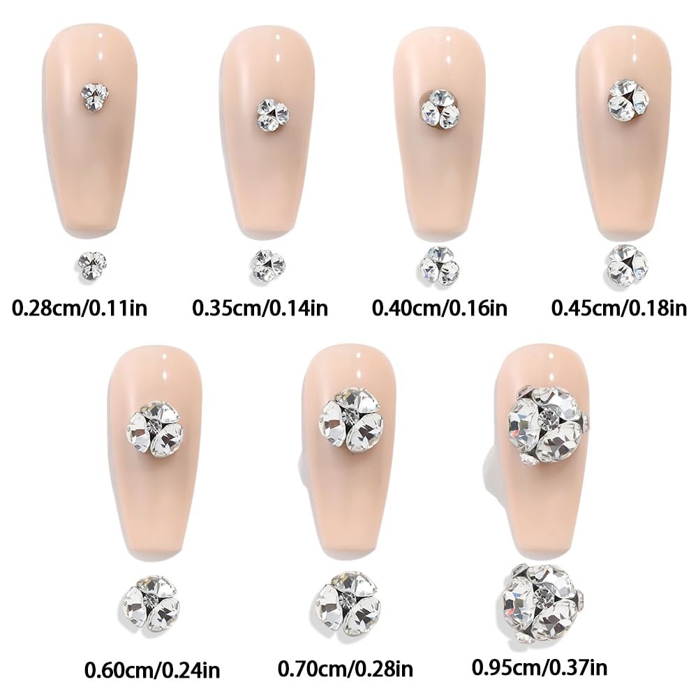 Кришталеві Стрази для Нігтів, Набір Різні Розміри, Міні, Білий Прозорий, фото №2