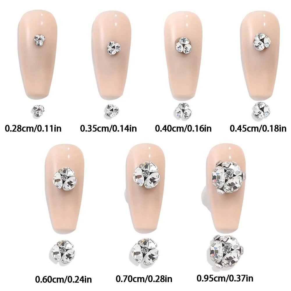 Кришталеві Стрази для Нігтів, Набір Різні Розміри, Міні, Білий Прозорий, фото №2