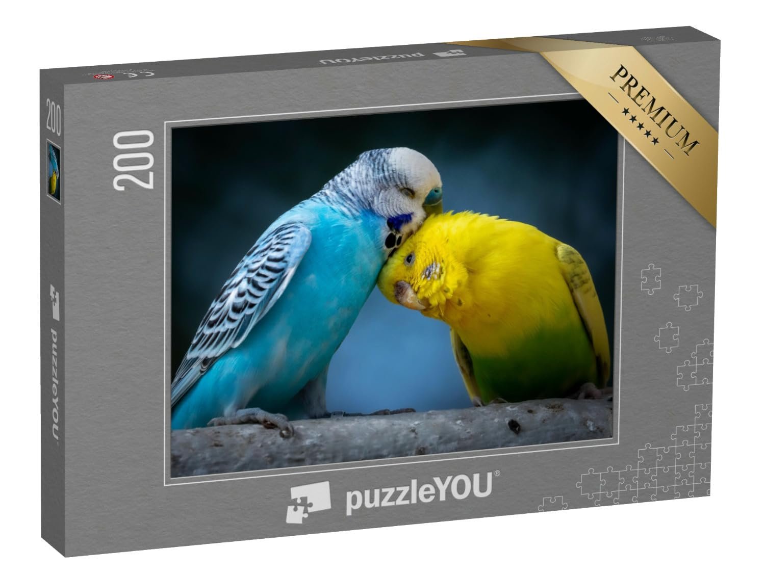 Пазл puzzleYOU Birds and Budgies Puzzle Collection Portrait of Two Cute Cuddly Budgies on an AST 200 элементов, фото №1