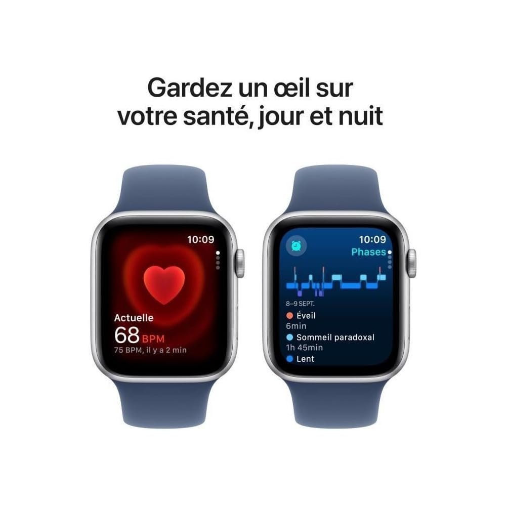 Смарт-годинник Apple Watch SE (2nd Generation) GPS + Cellular 44mm Алюмінієвий корпус Сріблястий і спортивний ремінець Denim (M/L), фото №5