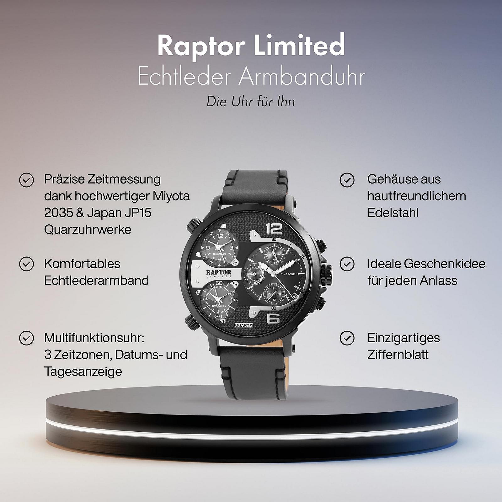 Часы Raptor Limited Maxx Quartz Мужские С 3-мя Часовыми Зонами RA20130 Серый, фото №2