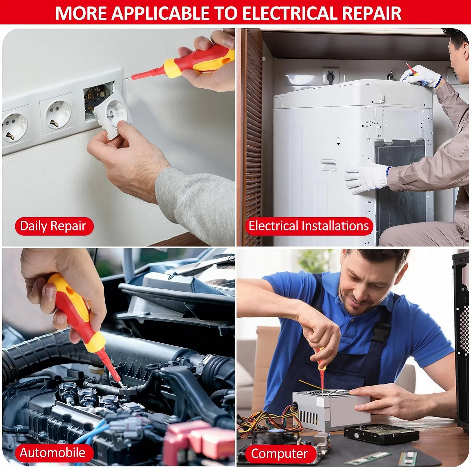 Набір ізольованих викруток 500В 12 предметів з двосторонніми насадками та тестером напруги, фото №2