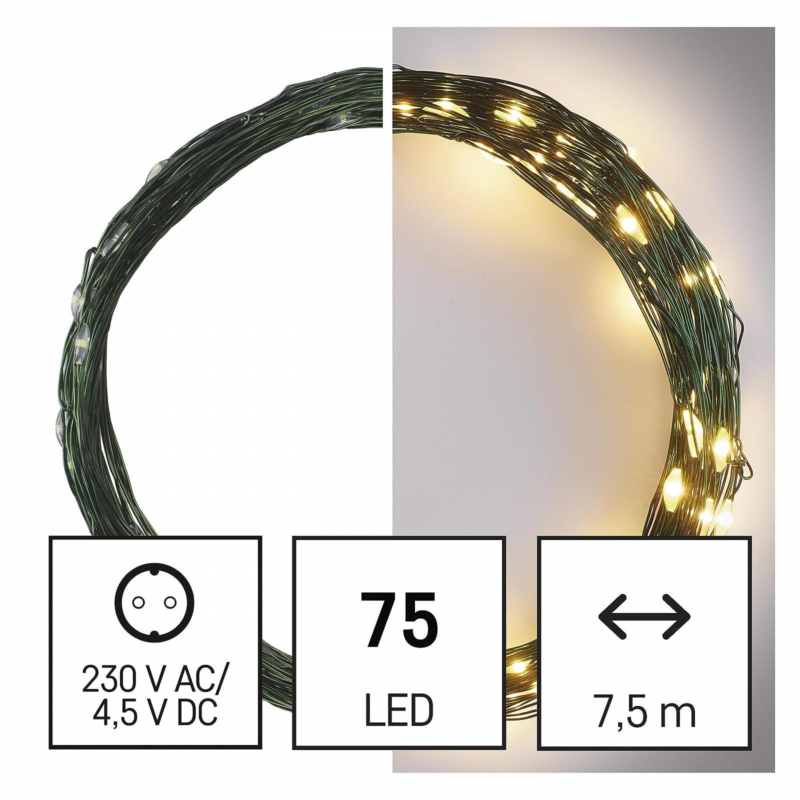 Гірлянда EMOS Nano, 7,5 м, LED, теплий білий, зелений кабель, фото №3