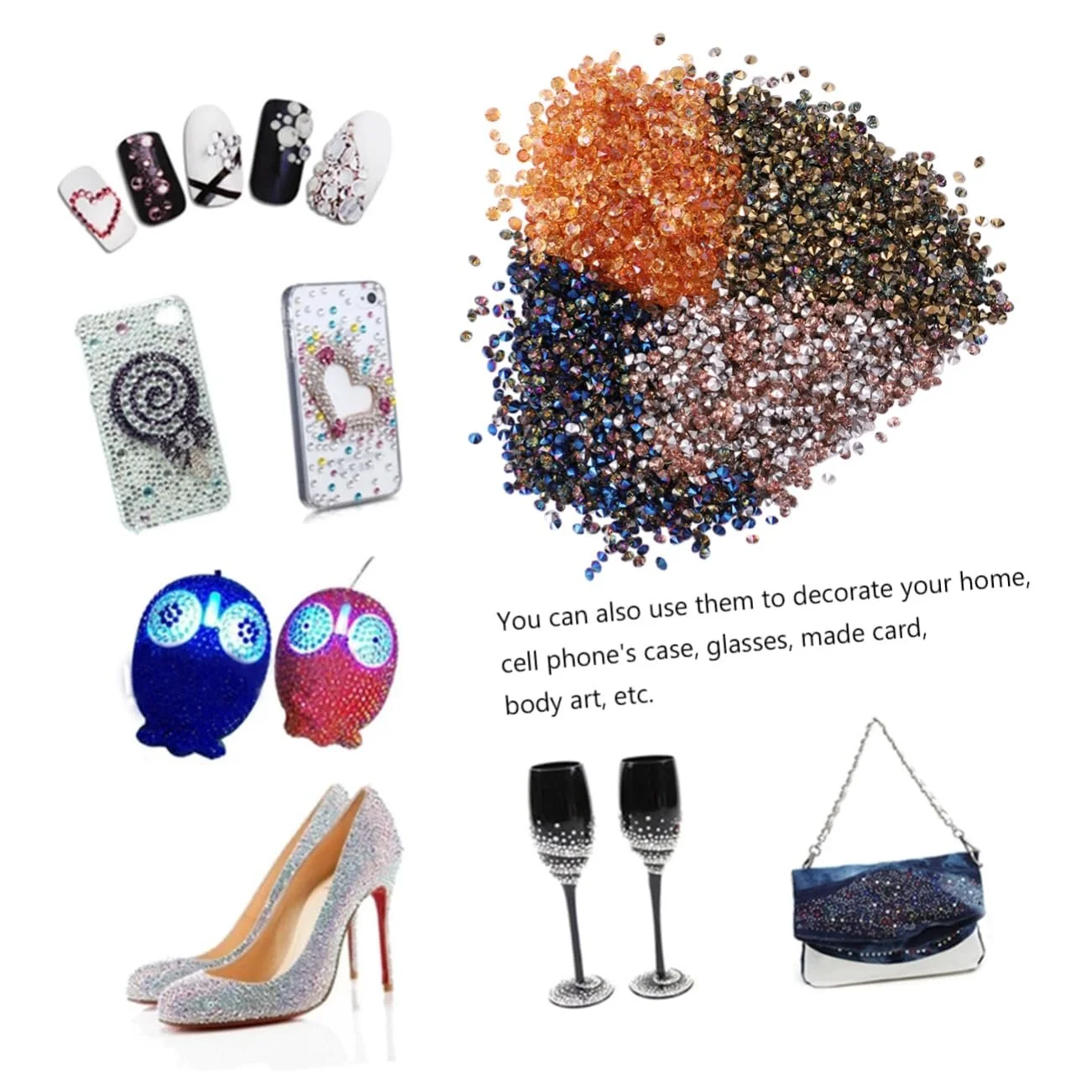 Стразы для маникюра FRCOLOR 8 упаковок Микроцирконий для дизайна ногтей Самоцветы для ногтей Цвета Радуга Шампань для ногтей и украшений, фото №3