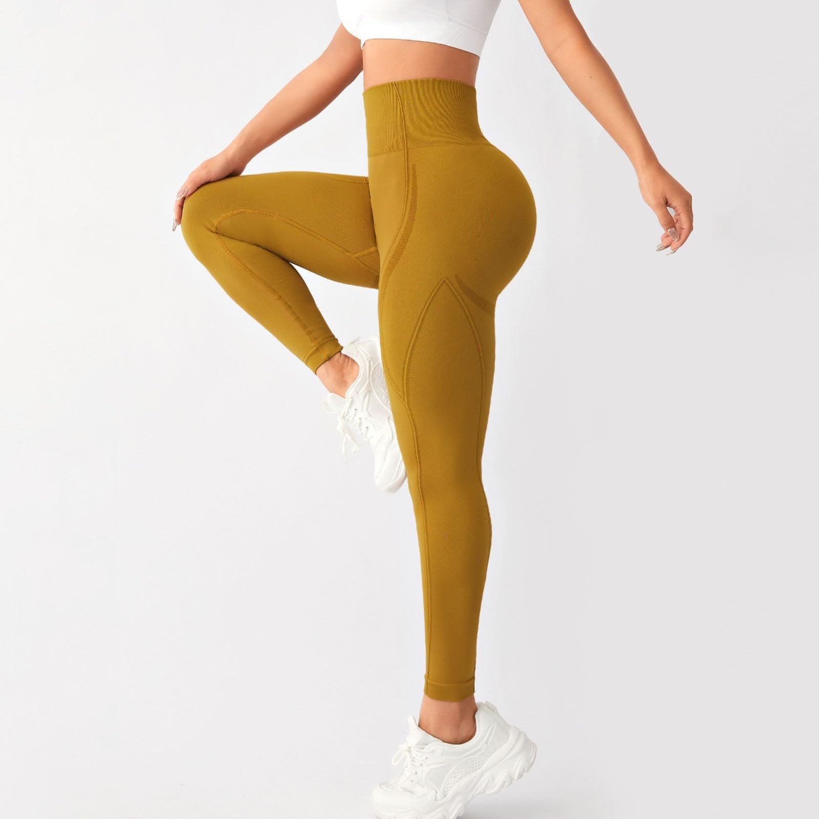 Легінси KBOPLEMQ Спортивні Для жінок Butt Lift Безшовні легінси Безшовні з високою талією V-подібні Спортивні легінси Slim Fit Тренувальні Непрозорі Для йоги Ідеально підходять Для спорту, фітнесу, йоги, фото №3