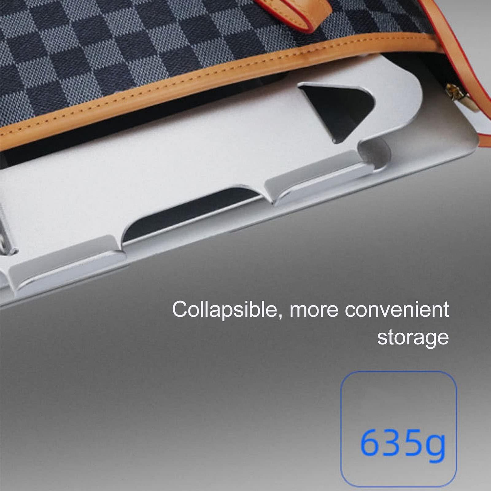 Складная подставка для ноутбука - регулируемая по высоте подставка для ноутбука, держатель для планшета, нескользящие силиконовые накладки, стабильная треугольная опора, для дома и офиса, серебристый, фото №4