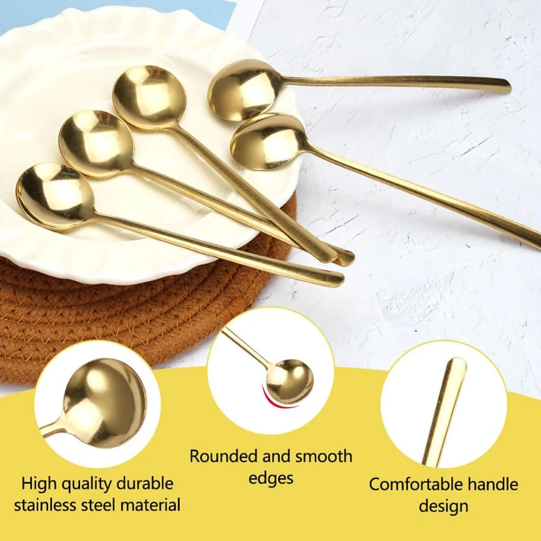 Набір кавових ложок Gold, 12 штук, 13 см, фото №6