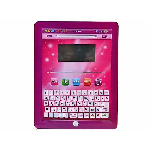 Детский обучающий планшет 7321 на двух языках работает от сети 32 функции розовый, фото №1