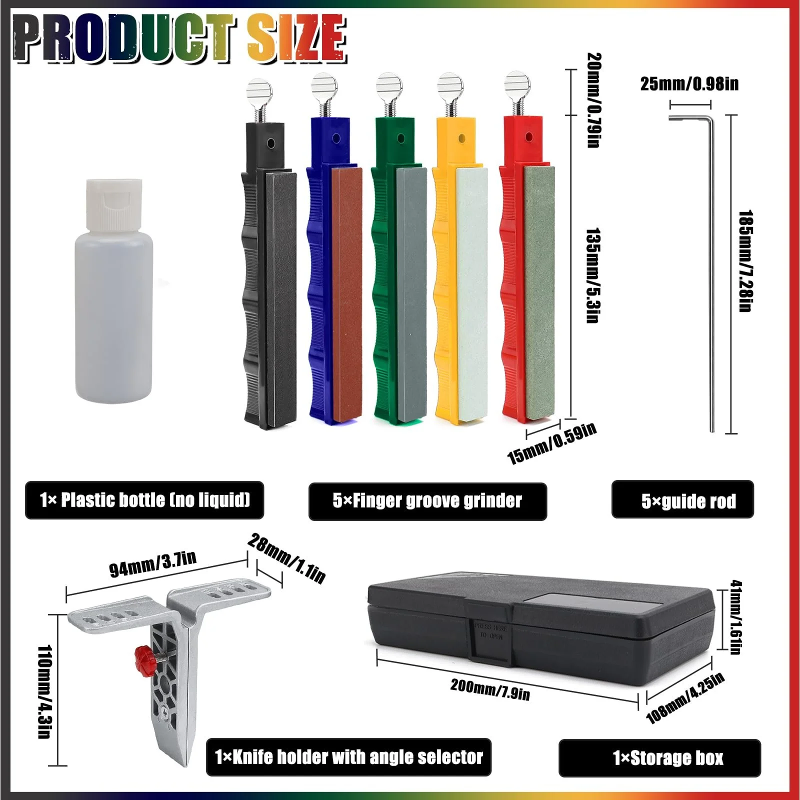 Професійна точилка для ножів Система заточування з 5 точильними каменями Напрямними та кейсом, фото №2