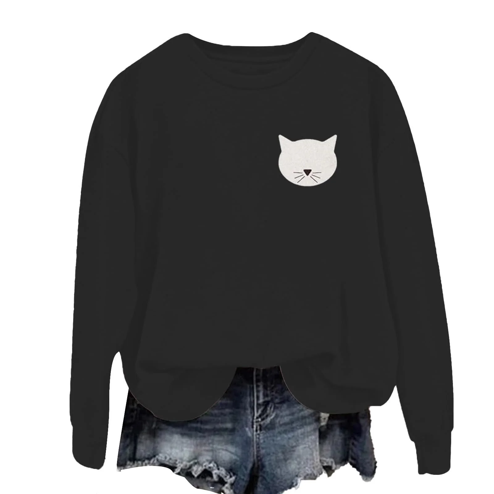 Рождественский Женский Свитшот Свободного Кроя Хэллоуин Женский Свитшот Пуловер Круглый Вырез Длинный Рукав Осенние Рубашки Топ Декоративные Свитшоты для Женщин, фото №3