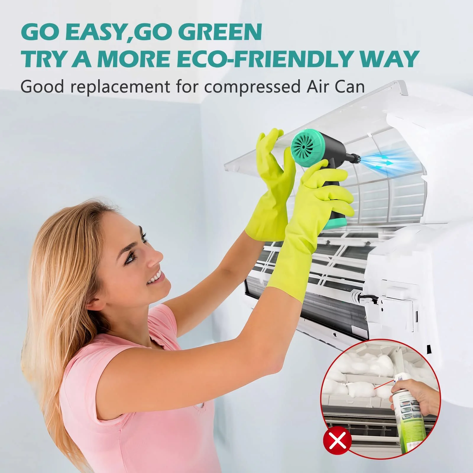 Электрическая воздуходувка и мини-пылесос 2-в-1 EVARYOO 90 000 RPM 12 Kpa 90W 7000 mAh LED-подсветка, фото №8