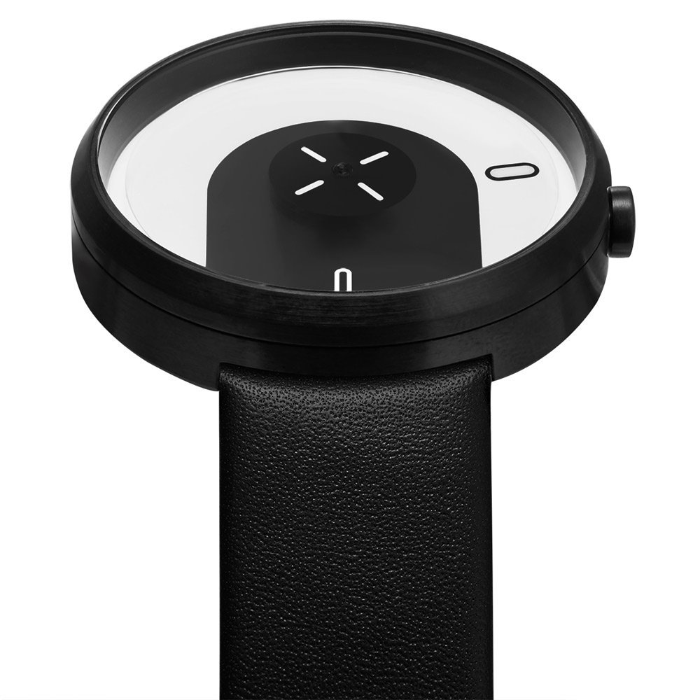 Наручний годинник Projects Overlap Кварцовий з нержавіючої сталі IP Black White Leather Unisex Disc, фото №3