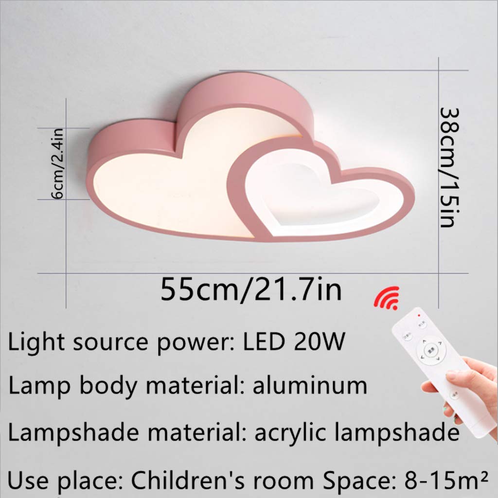 LED потолочный светильник Сердцеобразный Пульт управления Розовый 55 см, фото №7