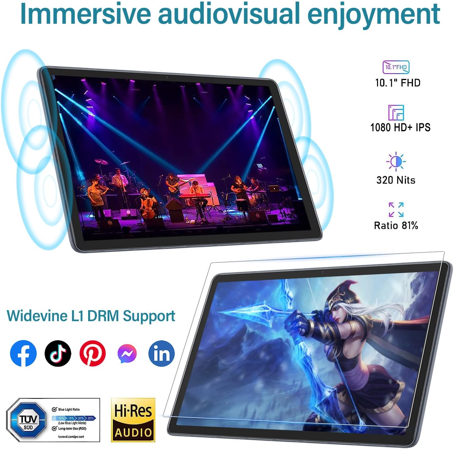 Планшет 10.1" Full HD OUZRS TAB-M1 12/128Gb 8 ядер Android 13 Черный, фото №6