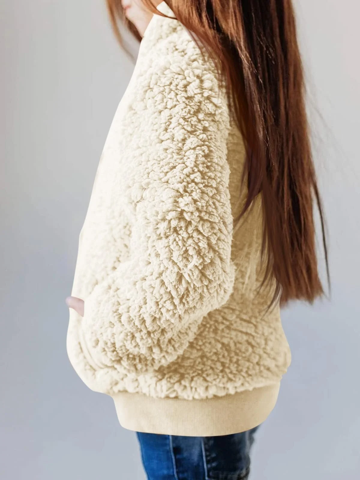 Пальто Sherpa Teddy Fleece Haloumoning для дівчаток, з довгими рукавами, фото №2