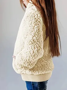 Пальто Sherpa Teddy Fleece Haloumoning для девочек, с длинными рукавами, теплая куртка с карманами и пуговицами synthetic.ua - Фото 1