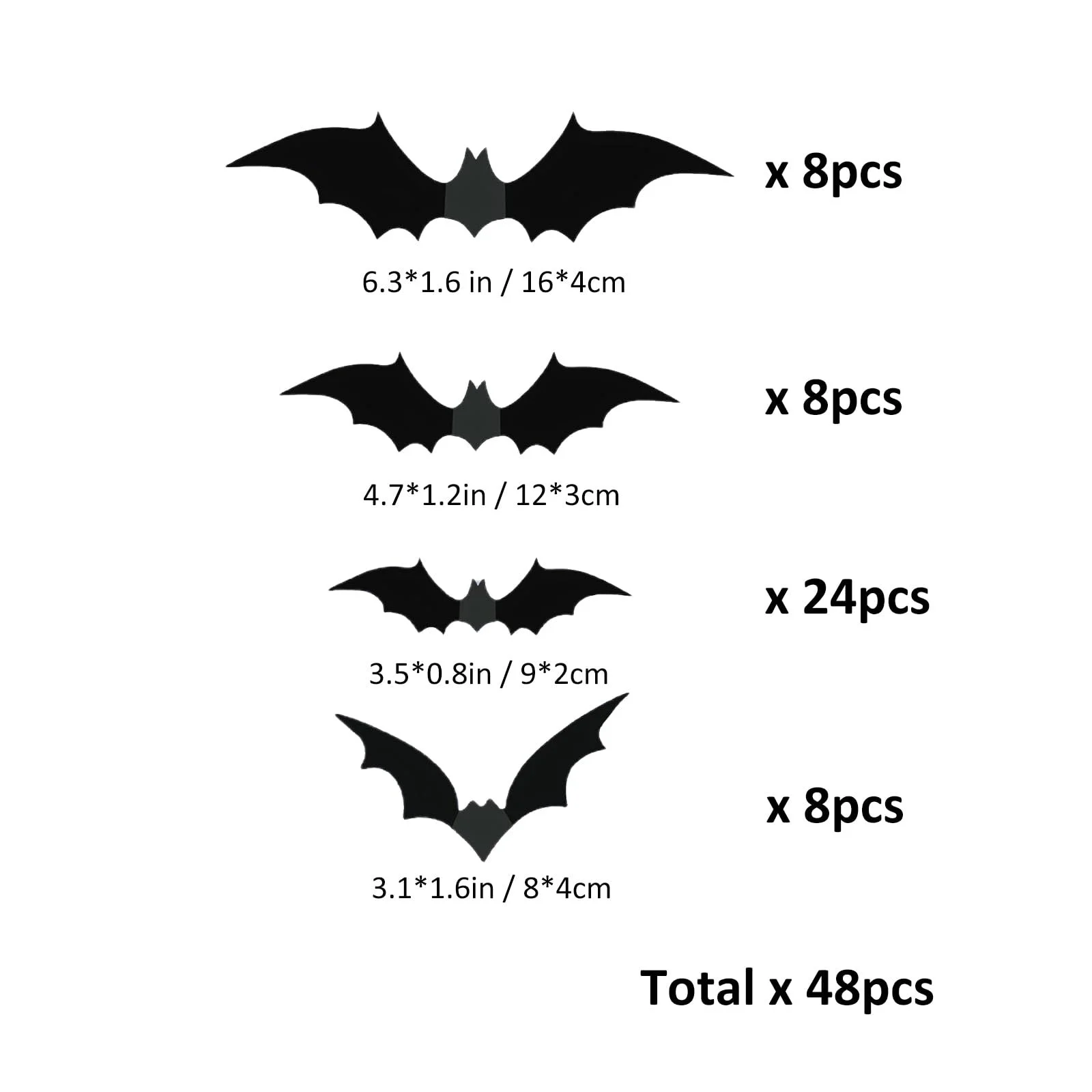 Наклейки на стіну Кажани 48 штук 4 розміри PVC Чорний 3D, фото №3 Наклейки на стіну Кажани 48 штук 4 розміри PVC Чорний 3D, фото №3