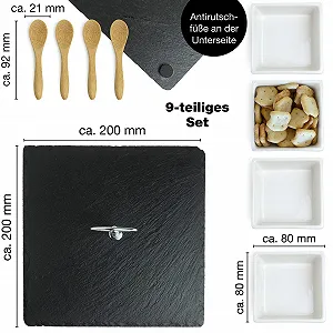 Миски для соуса Moritz & Moritz Saffron 4 шт. с тарелкой из камня, белые synthetic.ua - Фото 1