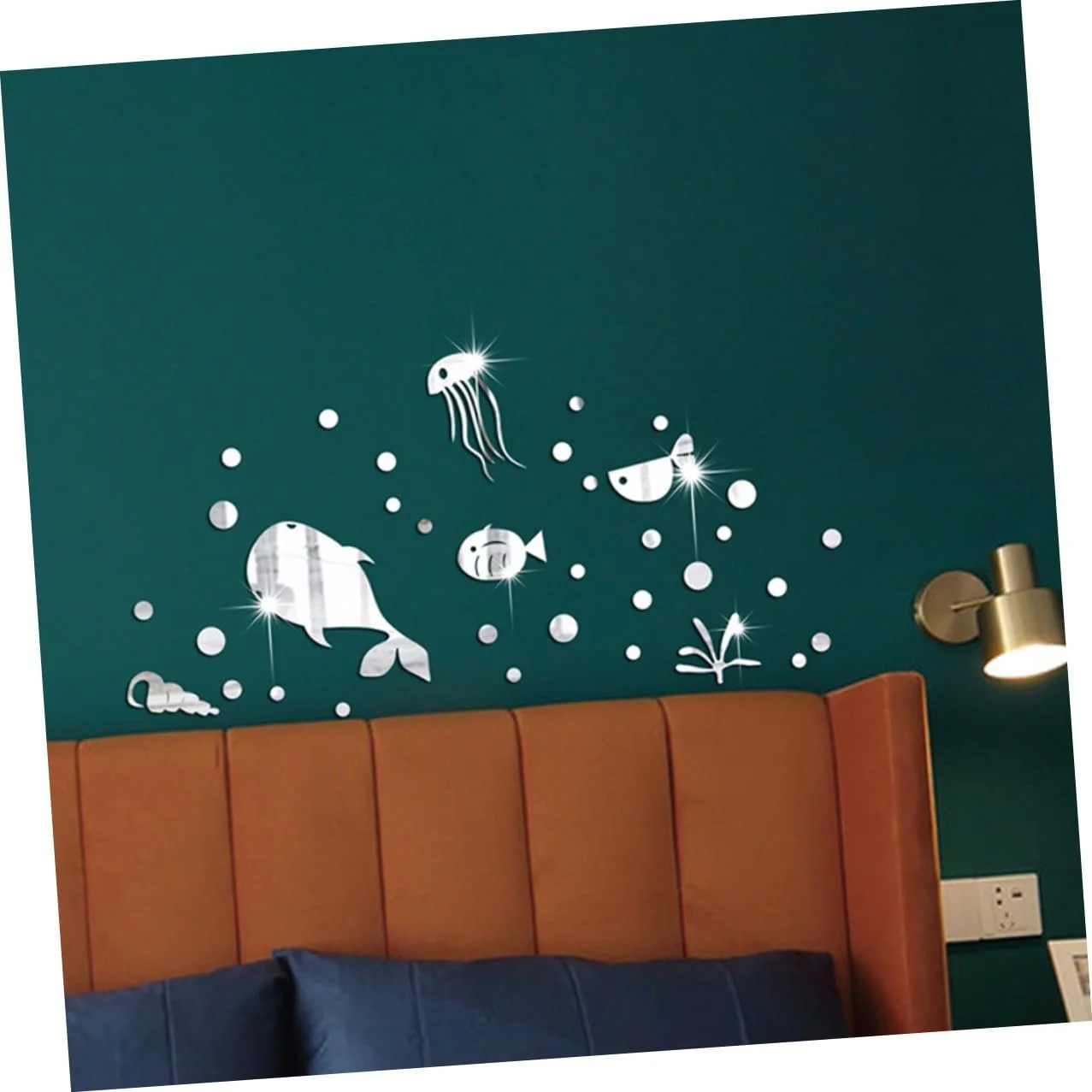 Наклейка на стіну KOMBIUDA Акрилове Дзеркало Морська тварина Самоклеюча Срібна Медуза, фото №5