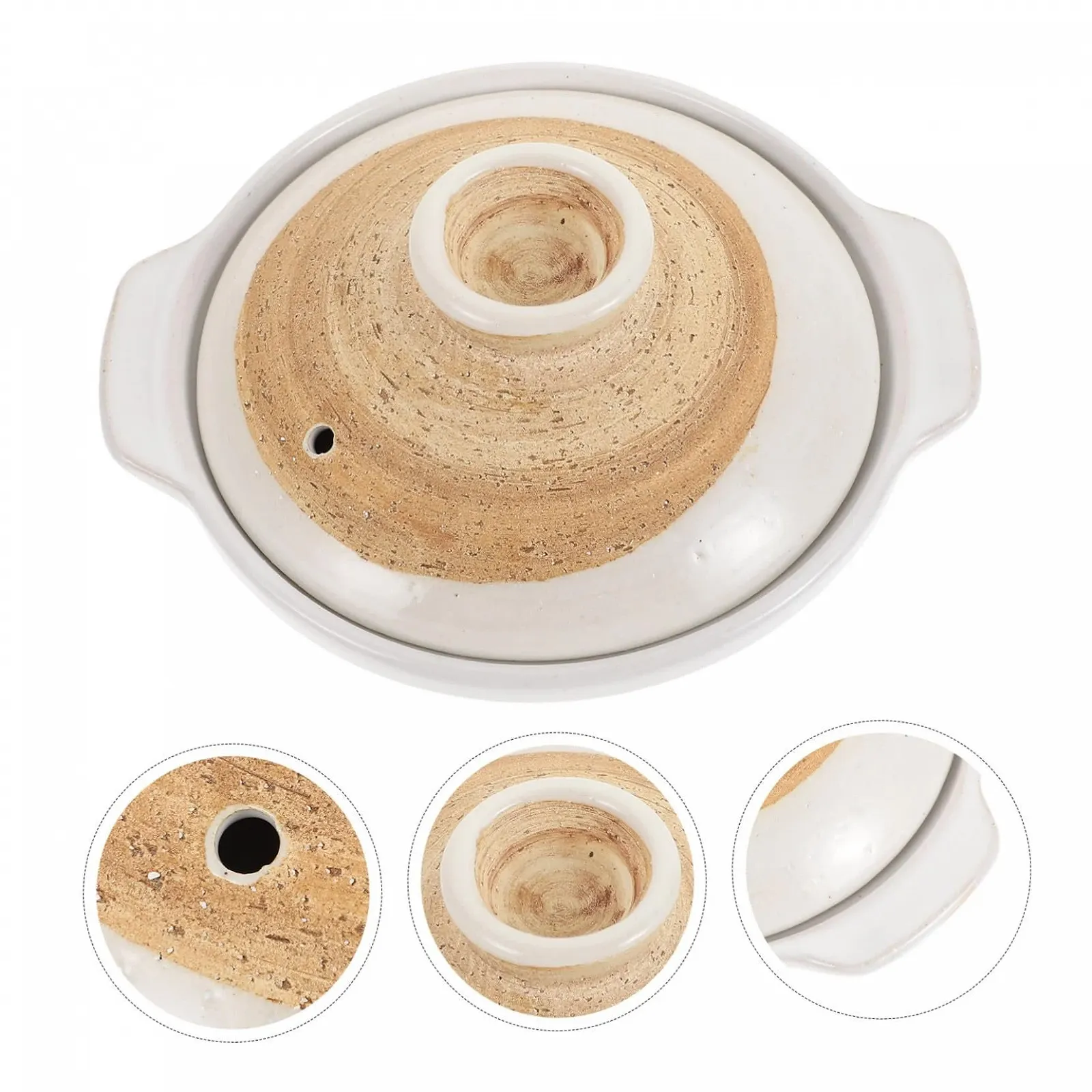 Кастрюля для тушения Toyvian керамическая термостойкая с двумя ручками, фото №5