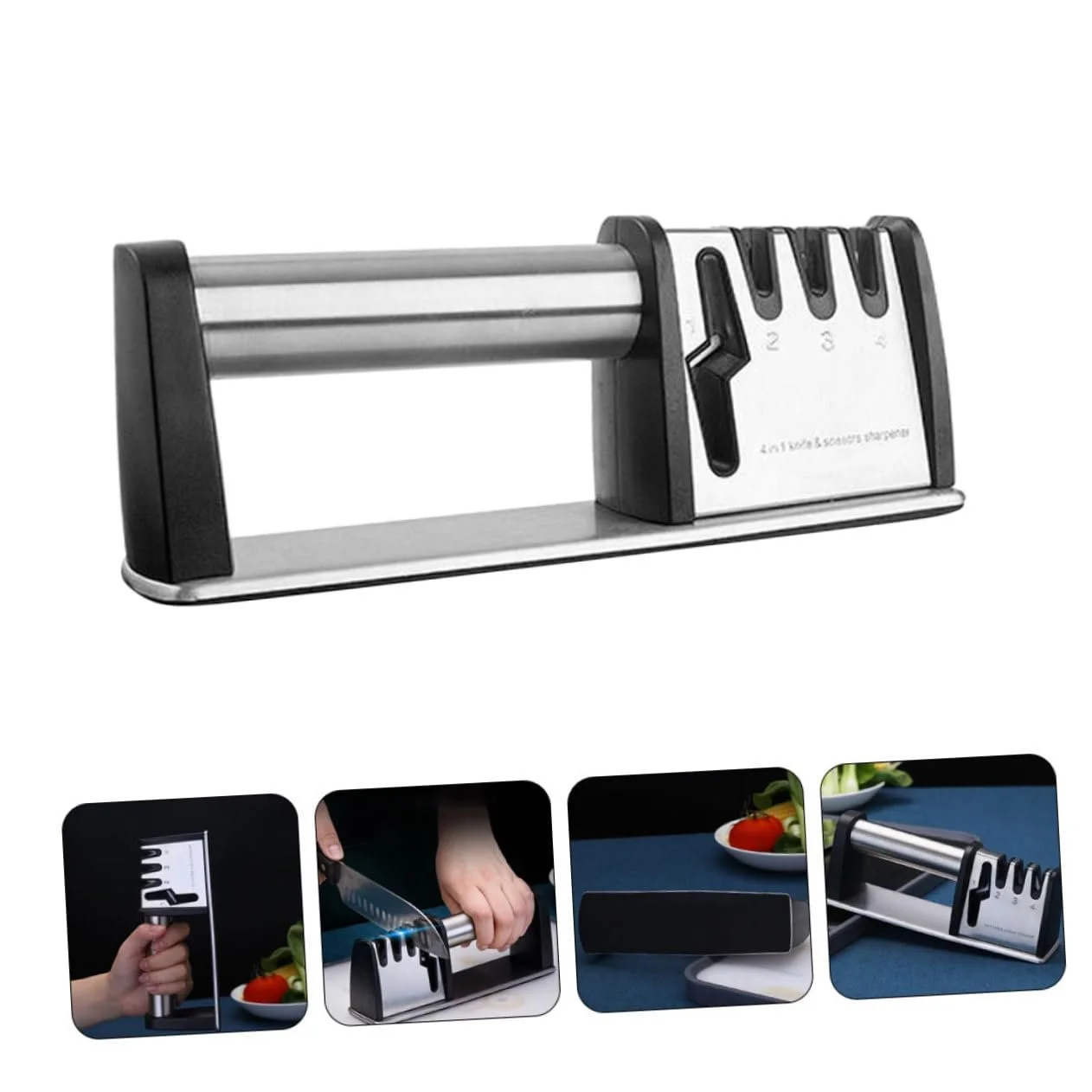 Точилка для ножей и ножниц Toyvian ручная четырехэтапная ергономичная, фото №2