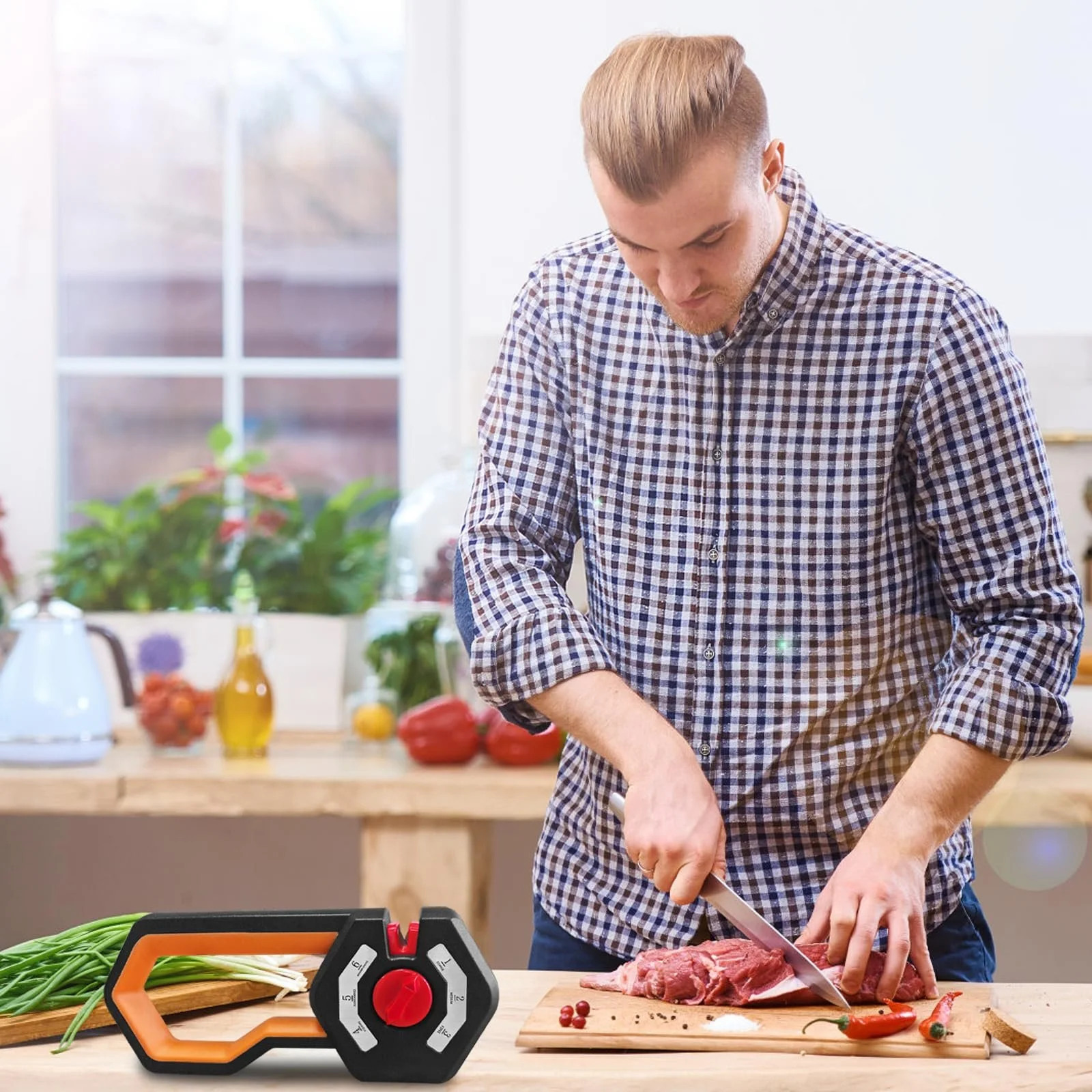 Точило для ножів та ножиць 6 рівнів Регульоване ручне, фото №7