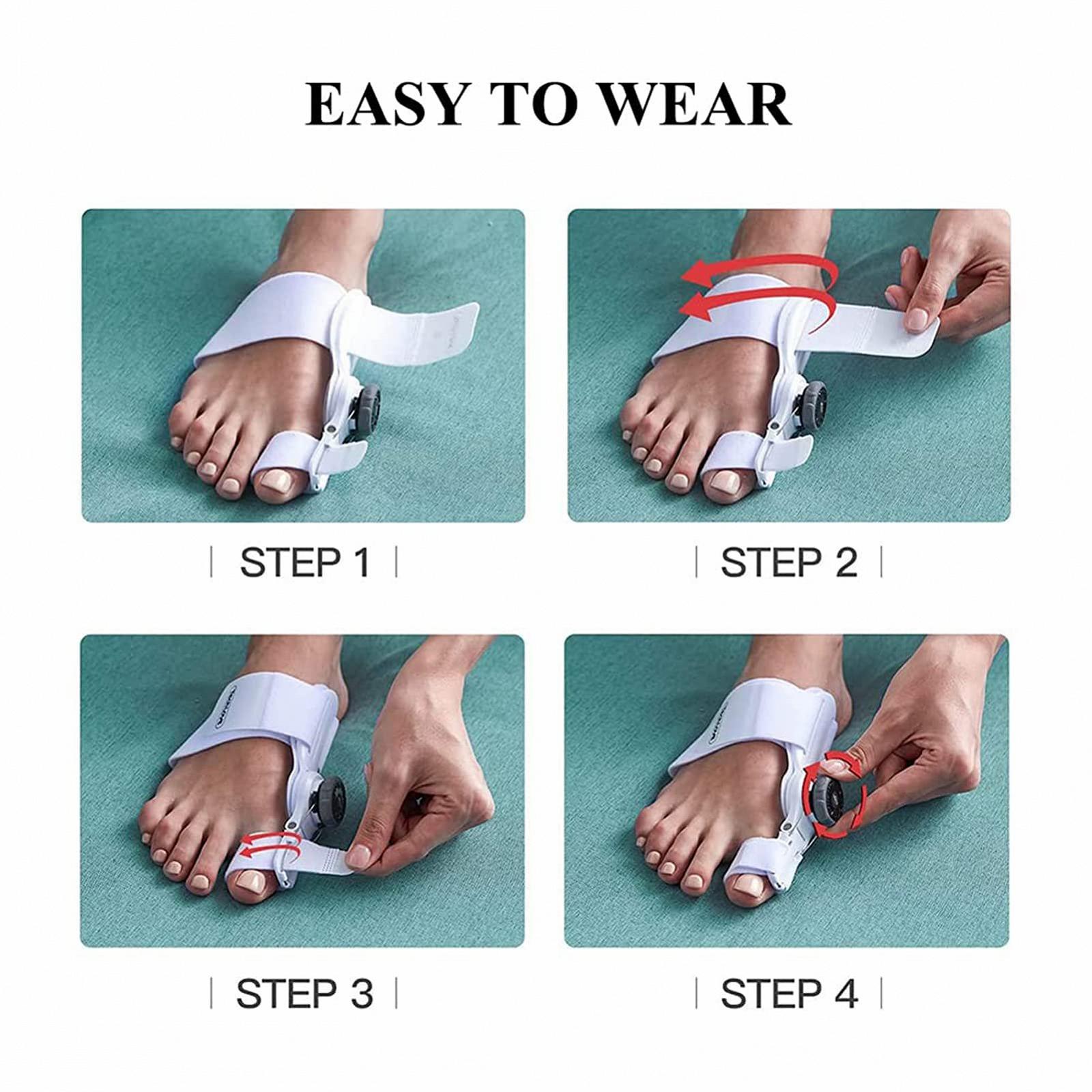 Коректор великого пальця стопи, випрямляч, вальгусної деформації, регульована кнопка з силіконовою внутрішньою підкладкою, підтримка вдень і вночі, фото №4