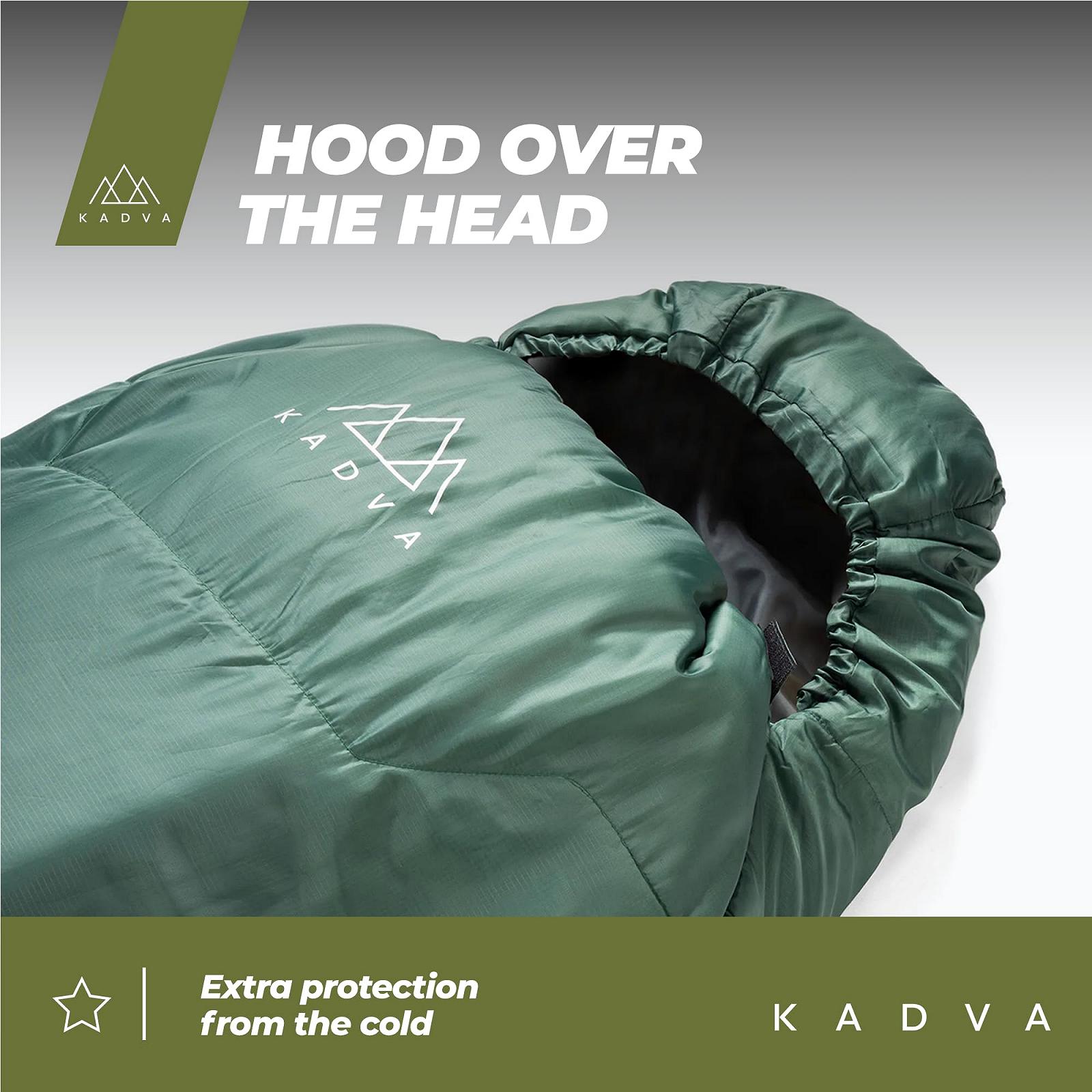 Спальний мішок KADVA Mumio Camping L 230 x 80 см зимовий з капюшоном температура комфорту 4 градуси високе утримання тепла RipStop Technology, фото №7 Спальний мішок KADVA Mumio Camping L 230 x 80 см зимовий з капюшоном температура комфорту 4 градуси високе утримання тепла RipStop Technology, фото №7