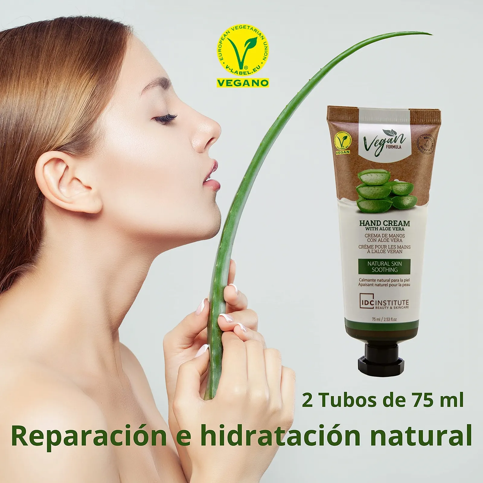 Крем для рук Vegan Aloe Vera Заспокійливий та захисний для чоловіків та жінок 2 тюбика по 75 мл, фото №2