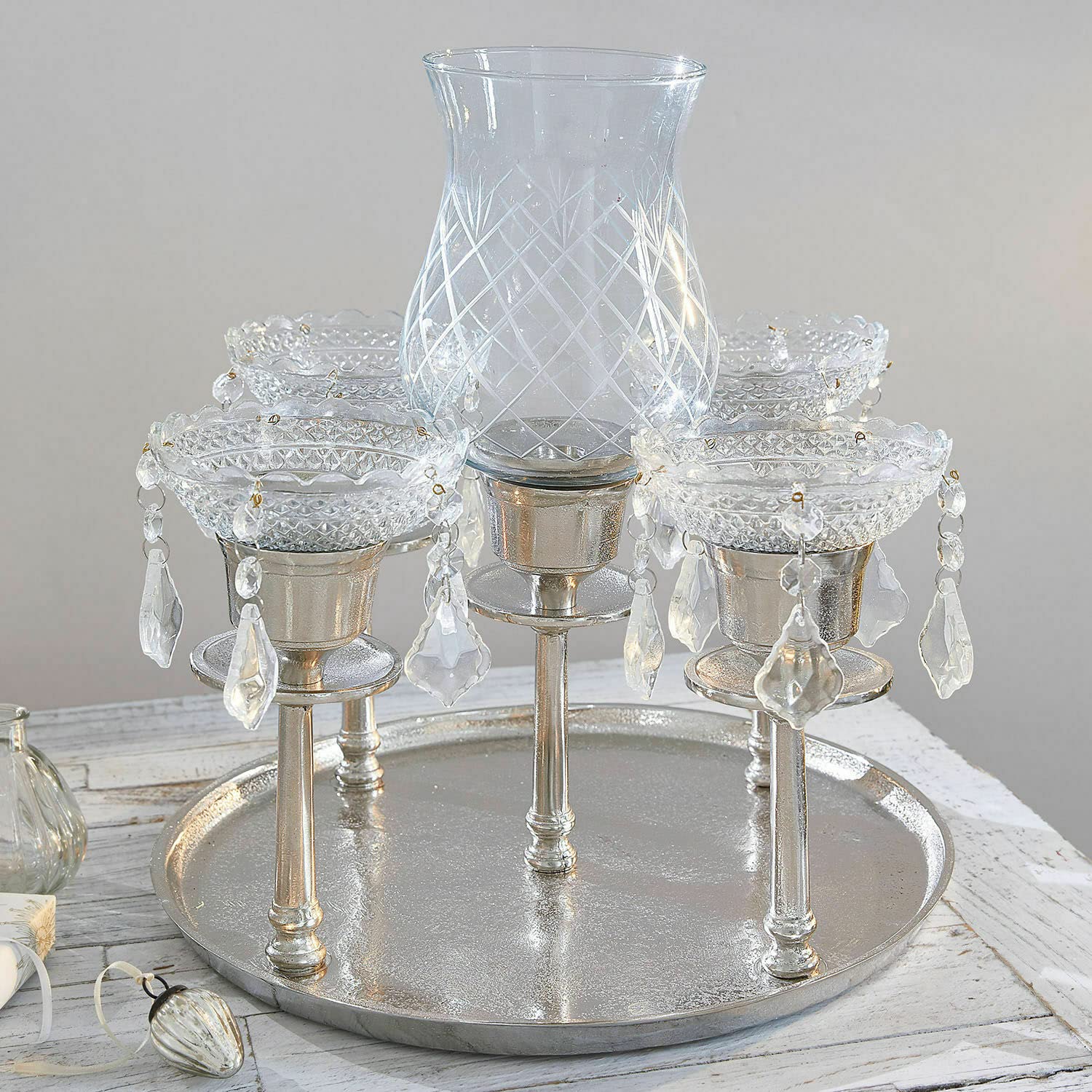 Підсвічник Loberon Shaws Алюміній Скло Сріблястий/Прозорий, фото №3 Підсвічник Loberon Shaws Алюміній Скло Сріблястий/Прозорий, фото №3