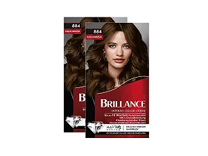 Крем-фарба для волосся Brillance Інтенсивний колір 884 Какао Коричневий (2 x 160 мл), Стійка фарба для волосся з діамантовим блиском та кондиціонером для догляду - Фото 1