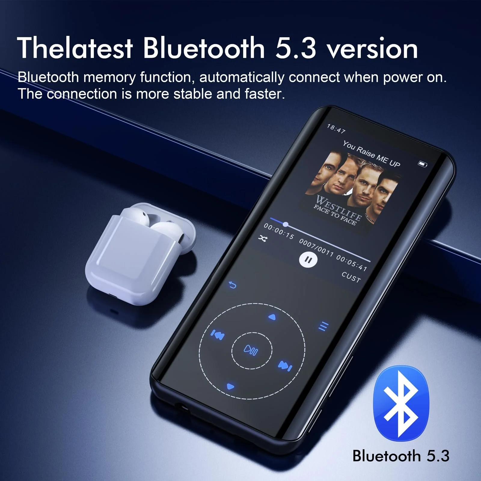 MP3-плеер Tihoosky 64 GB Bluetooth 5.3, HiFi, встроенный динамик HD, сенсорная кнопка, диктофон, до 128 GB, черный, фото №4