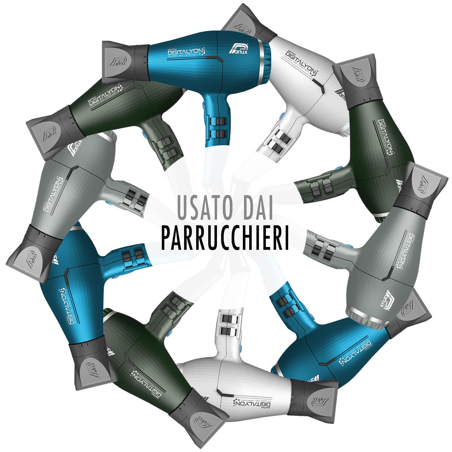 Фен Digital Parlux Digitalyon с диффузором MagicSense, профессиональный, с отрицательными ионами, очень легкий и мощный, глиттер серый, фото №6